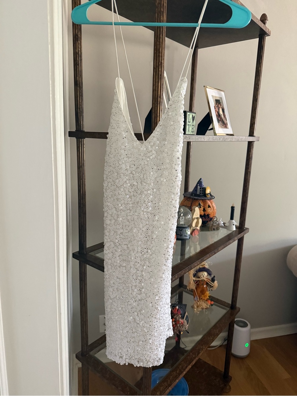 Lulu's White Sequin Strapless Slip Dress